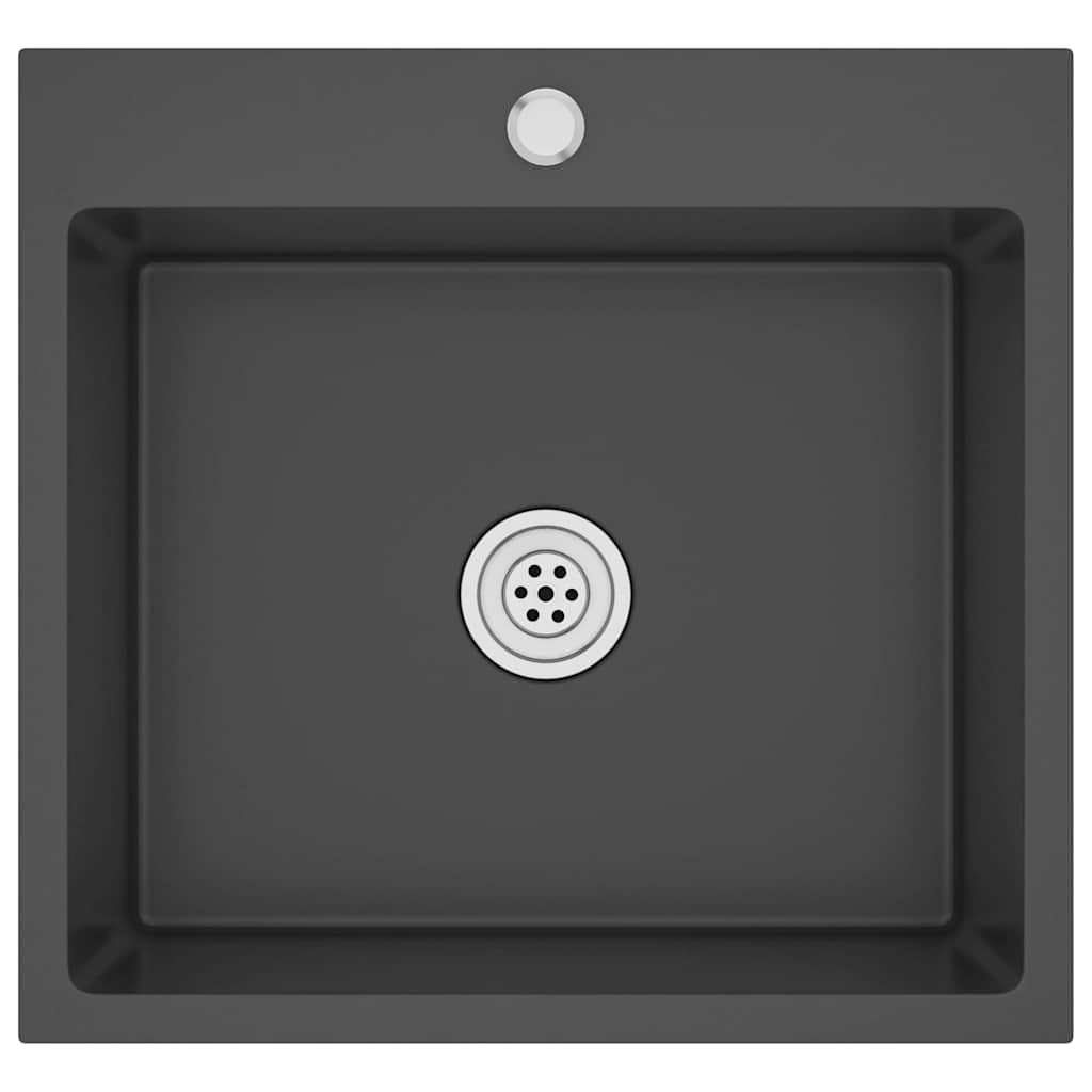 Lavello da Cucina Lavorato a Mano Nero Acciaio Inox 51509