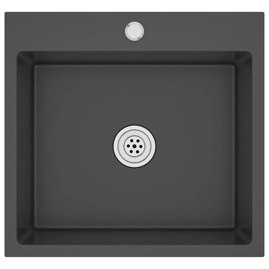 Lavello da Cucina Lavorato a Mano Nero Acciaio Inox cod mxl 52270