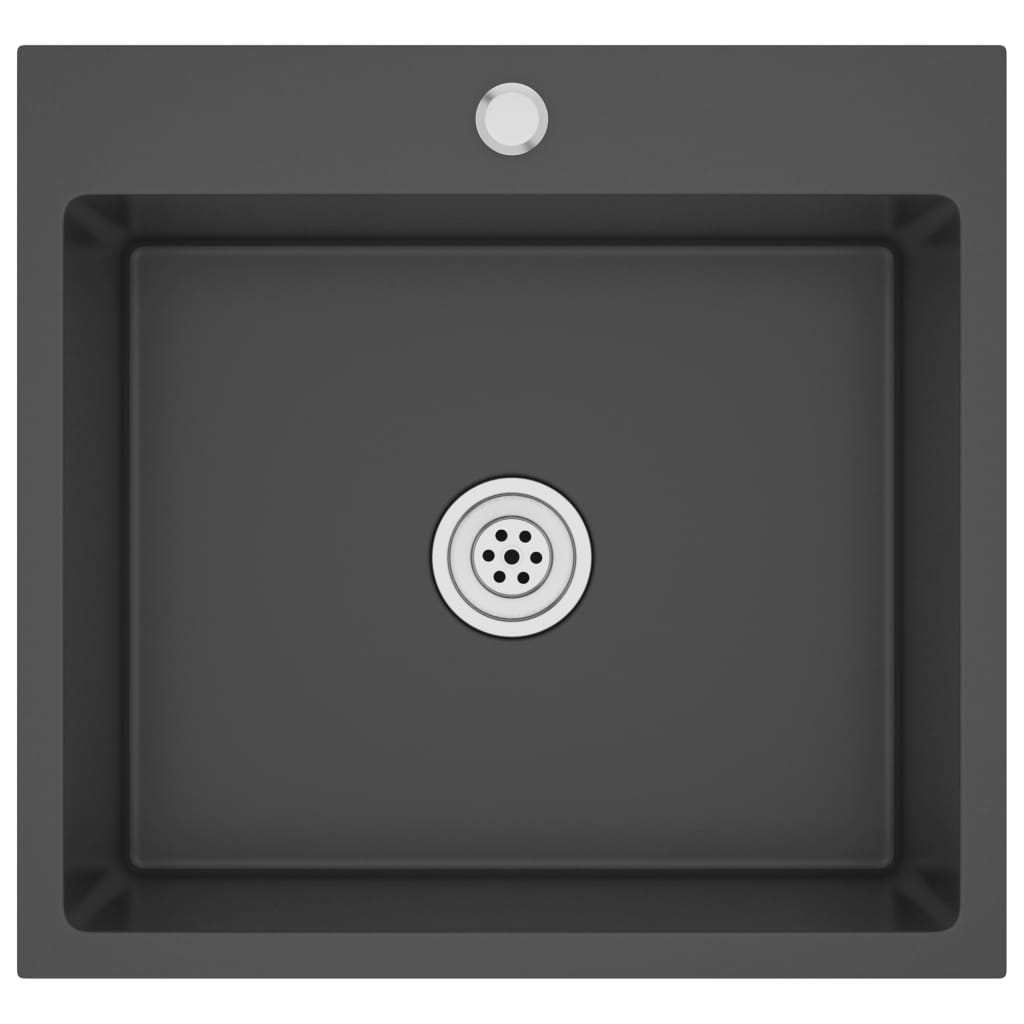 Lavello da cucina fatto a mano 53 x 50 cm acciaio inox nero 02_0002460