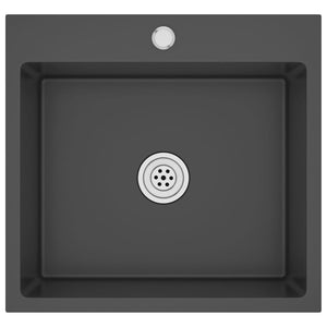 Lavello da cucina fatto a mano 53 x 50 cm acciaio inox nero 02_0002460