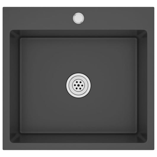 Lavello da cucina fatto a mano 53 x 50 cm acciaio inox nero 02_0002460