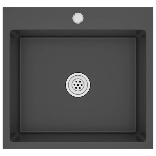 Lavello da Cucina Lavorato a Mano-Lavandino-Lavabo Nero Acciaio Inox 167792