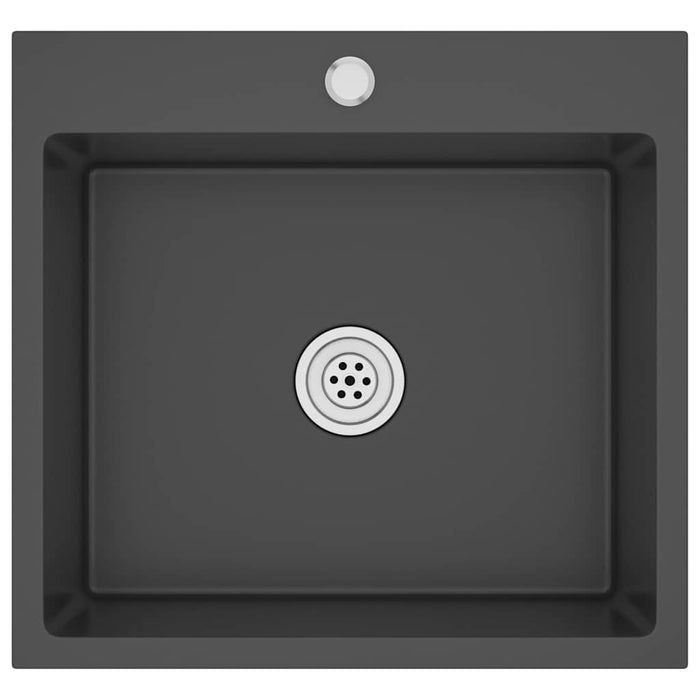 Lavello da Cucina Lavorato a Mano-Lavandino-Lavabo Nero Acciaio Inox 167792