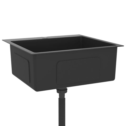 Lavello da cucina fatto a mano 53 x 50 cm acciaio inox nero 02_0002460