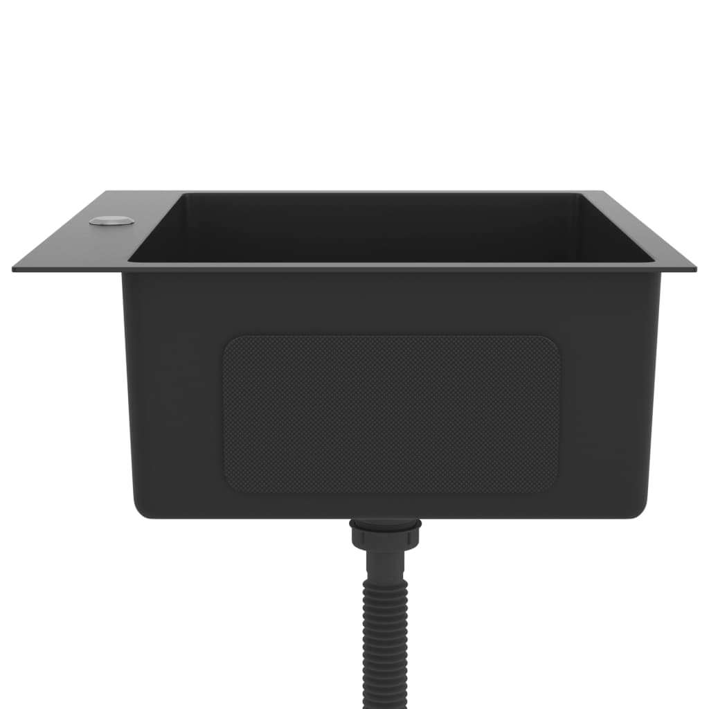 Lavello da cucina fatto a mano 53 x 50 cm acciaio inox nero 02_0002460