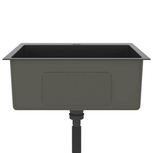 Lavello da Cucina Lavorato a Mano-Lavandino-Lavabo Nero Acciaio Inox 167792