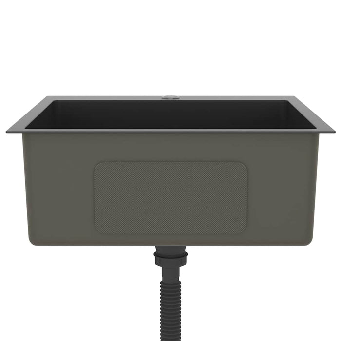 Lavello da Cucina Lavorato a Mano-Lavandino-Lavabo Nero Acciaio Inox 167792