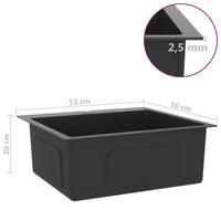 Lavello da cucina fatto a mano 53 x 50 cm acciaio inox nero 02_0002460