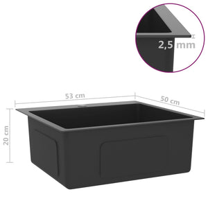Lavello da cucina fatto a mano 53 x 50 cm acciaio inox nero 02_0002460