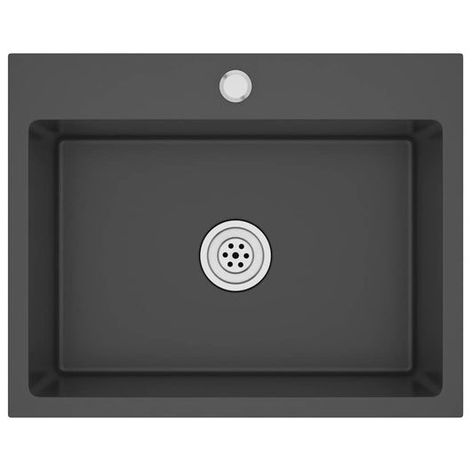 Lavello da Cucina Lavorato a Mano Nero Acciaio Inox 51511