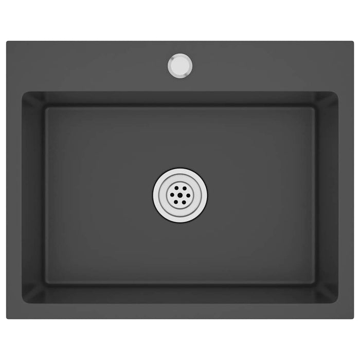 Lavello da Cucina Lavorato a Mano-Lavandino-Lavabo Nero Acciaio Inox 233038