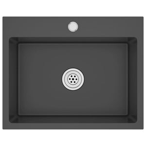 Lavello da cucina fatto a mano 59 x 44 cm acciaio inox nero 02_0002464