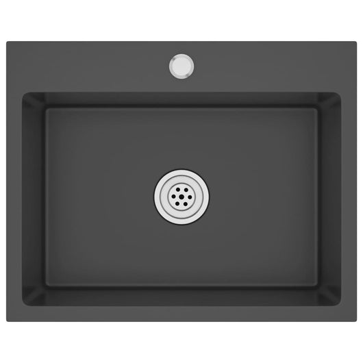 Lavello da cucina fatto a mano 59 x 44 cm acciaio inox nero 02_0002464