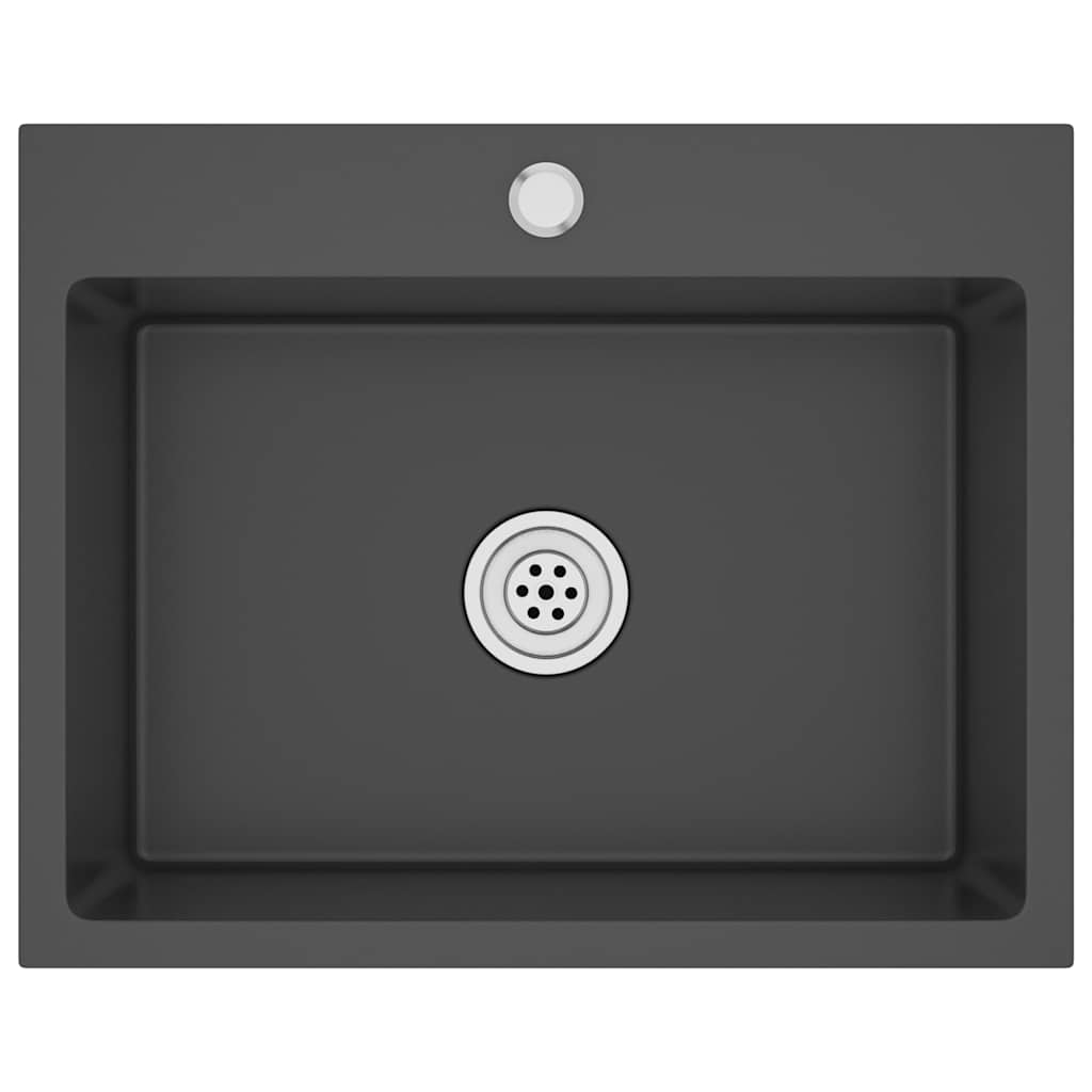 Lavello da Cucina Lavorato a Mano Nero Acciaio Inox 51513