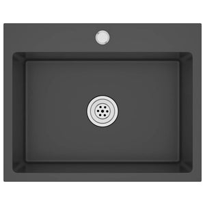 Lavello da Cucina Lavorato a Mano Nero Acciaio Inox 51513