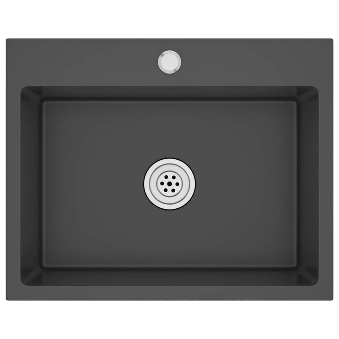 Lavello da Cucina Lavorato a Mano Nero Acciaio Inox 51513