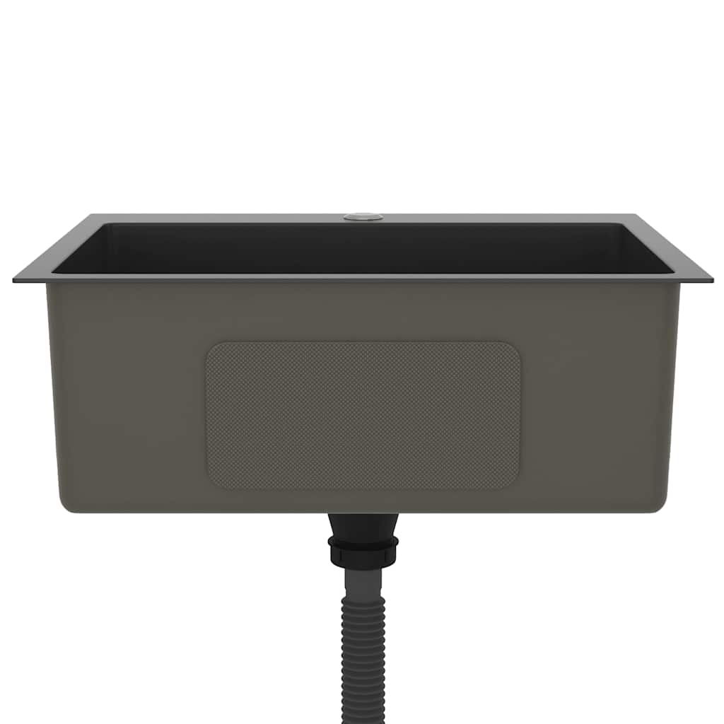 Lavello da Cucina Lavorato a Mano-Lavandino-Lavabo Nero Acciaio Inox 865904