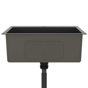 Lavello da Cucina Lavorato a Mano-Lavandino-Lavabo Nero Acciaio Inox 865904