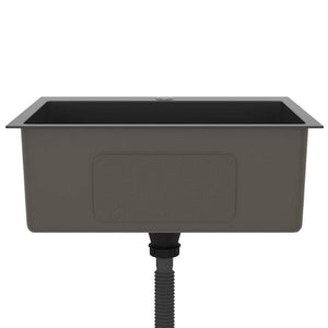 Lavello da Cucina Lavorato a Mano Nero Acciaio Inox 51513