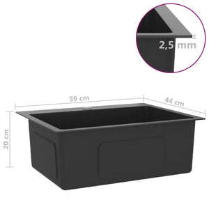 Lavello da cucina fatto a mano 59 x 44 cm acciaio inox nero 02_0002464