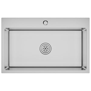 Lavello da cucina fatto a mano lavello da bagno per interni installazione cucina 70 x 44 cm acciaio inox argento 02_0002465