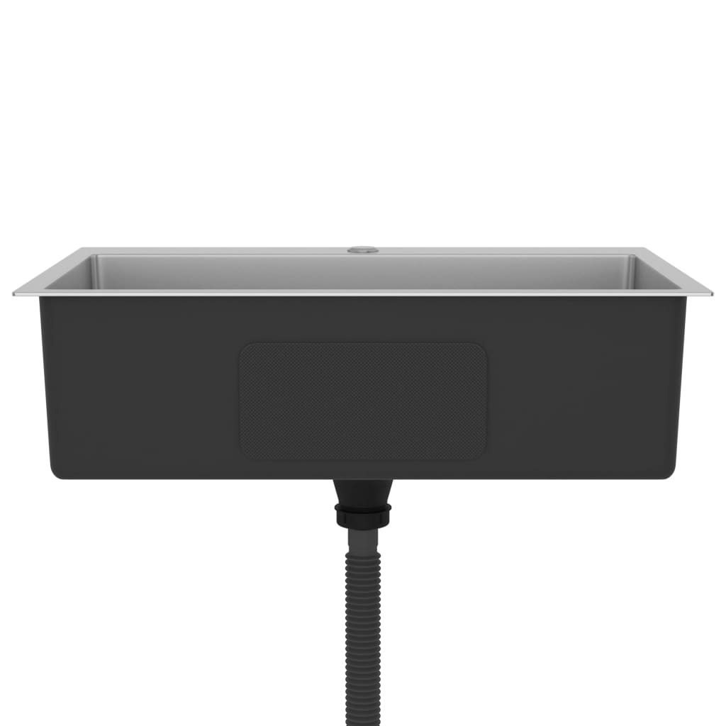 Lavello da cucina fatto a mano lavello da bagno per interni installazione cucina 70 x 44 cm acciaio inox argento 02_0002465