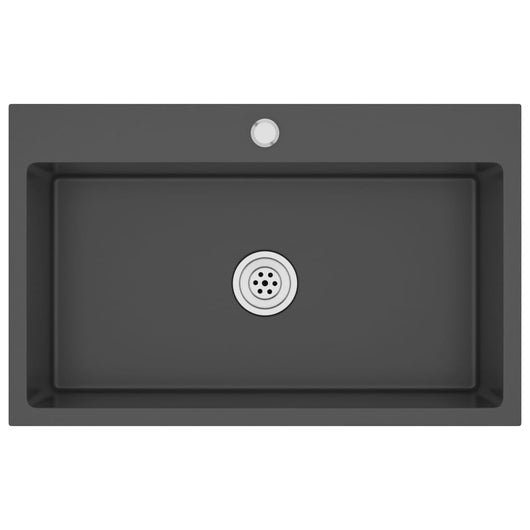 Lavello da cucina fatto a mano 70 x 44 cm acciaio inox nero 02_0002466