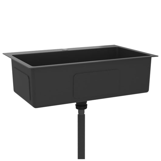 Lavello da cucina fatto a mano 70 x 44 cm acciaio inox nero 02_0002466