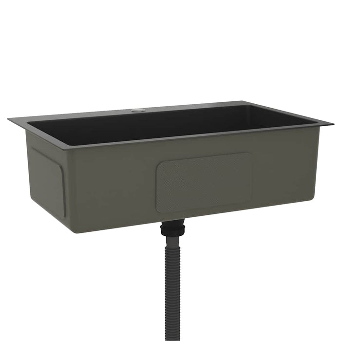 Lavello da Cucina Lavorato a Mano Nero Acciaio Inox 51515