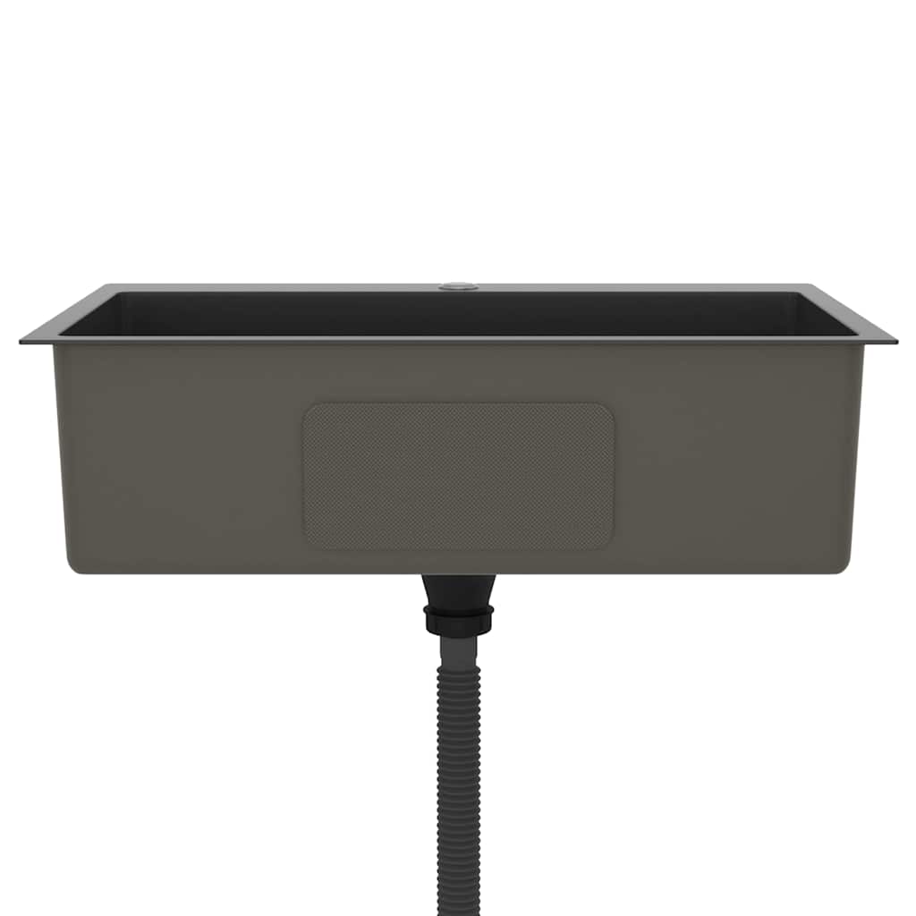 Lavello da Cucina Lavorato a Mano-Lavandino-Lavabo Nero Acciaio Inox 376603