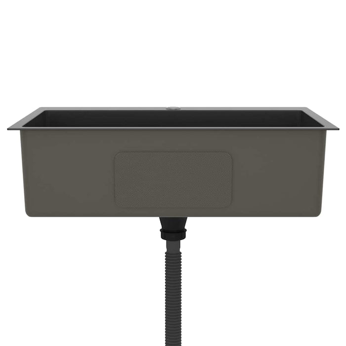 Lavello da Cucina Lavorato a Mano-Lavandino-Lavabo Nero Acciaio Inox 376603