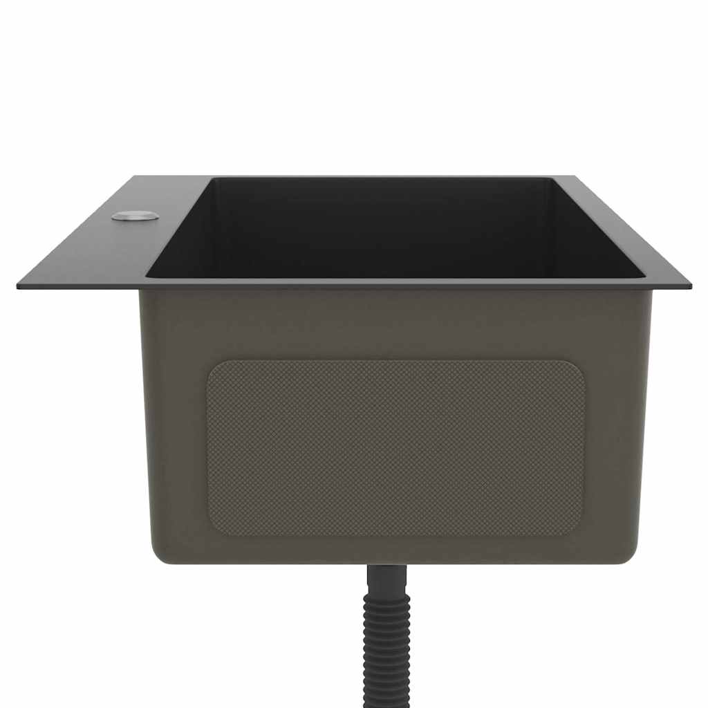 Lavello da Cucina Lavorato a Mano Nero Acciaio Inox 51515