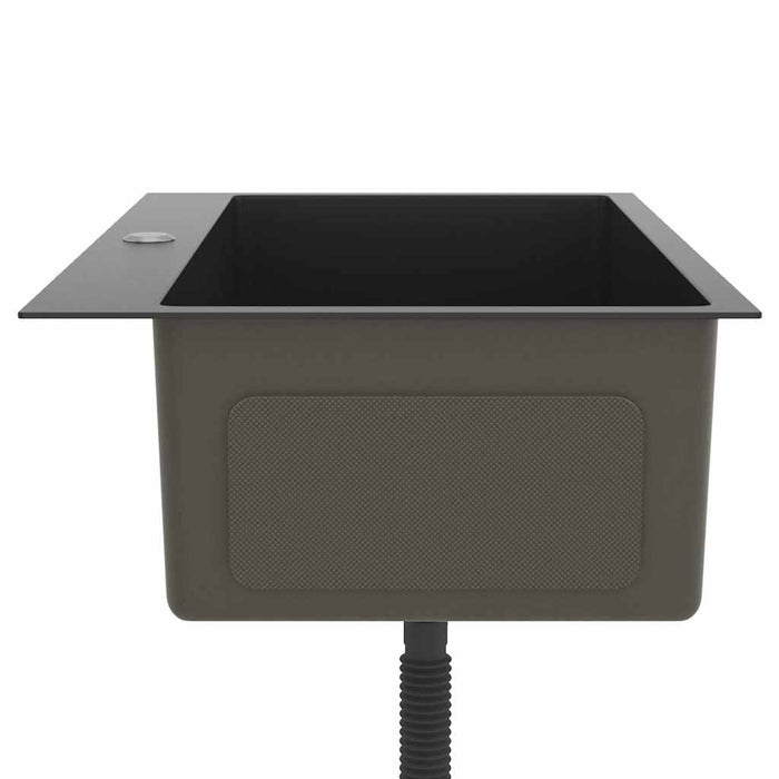 Lavello da Cucina Lavorato a Mano-Lavandino-Lavabo Nero Acciaio Inox 376603