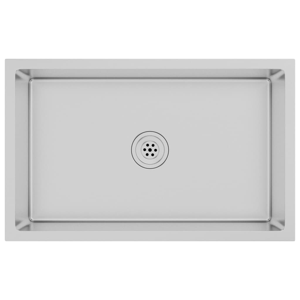 Lavello da cucina fatto a mano lavabo da bagno interno casa 70 x 44 cm acciaio inossidabile argento 02_0002467