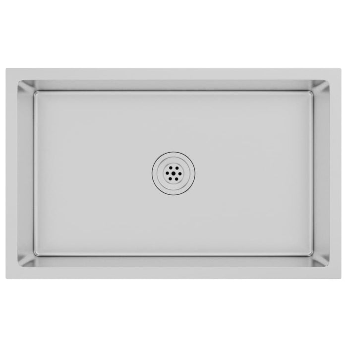Lavello da cucina fatto a mano lavabo da bagno interno casa 70 x 44 cm acciaio inossidabile argento 02_0002467