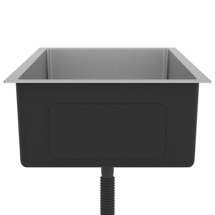 Lavello da cucina fatto a mano lavabo da bagno interno casa 70 x 44 cm acciaio inossidabile argento 02_0002467