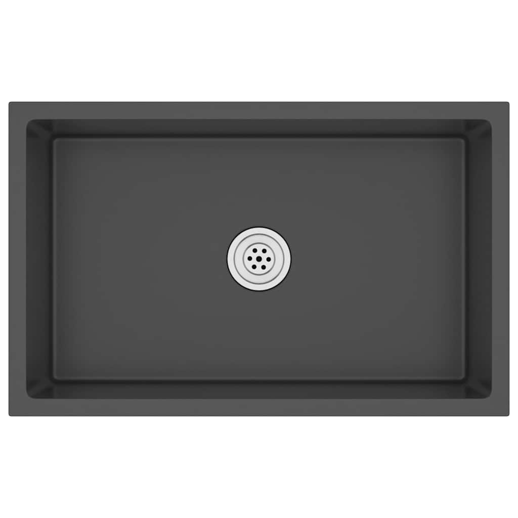 Lavello da Cucina Artigianale Nero in Acciaio Inox 51517