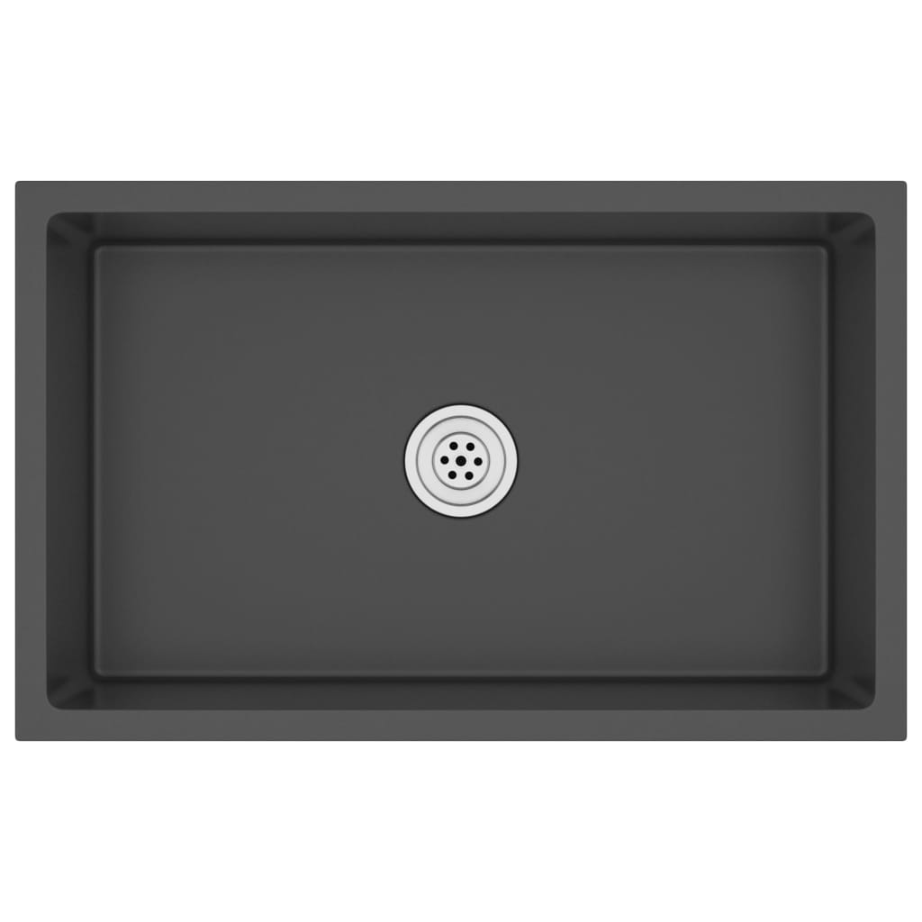 Lavello da cucina fatto a mano lavabo per bagno interno casa 70 x 40 cm acciaio inossidabile nero 02_0002468