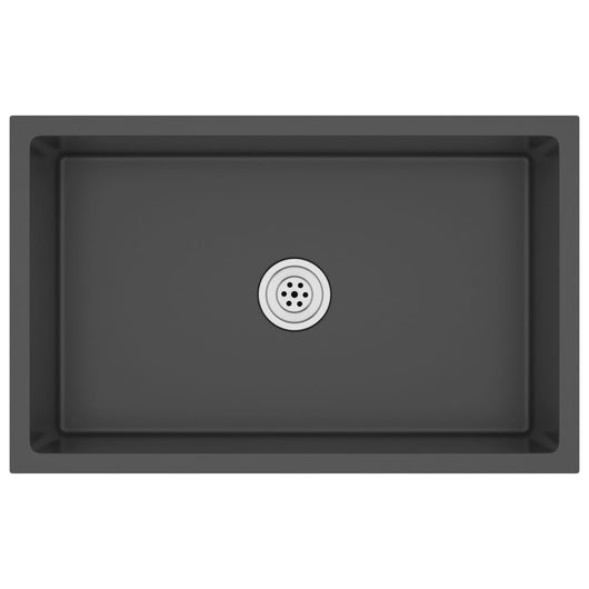 Lavello da cucina fatto a mano lavabo per bagno interno casa 70 x 40 cm acciaio inossidabile nero 02_0002468