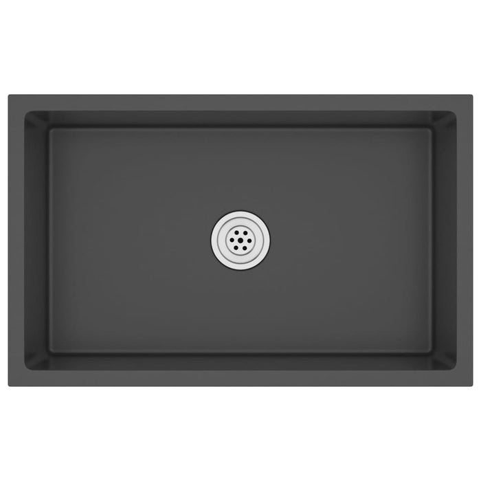 Lavello da cucina fatto a mano lavabo per bagno interno casa 70 x 40 cm acciaio inossidabile nero 02_0002468
