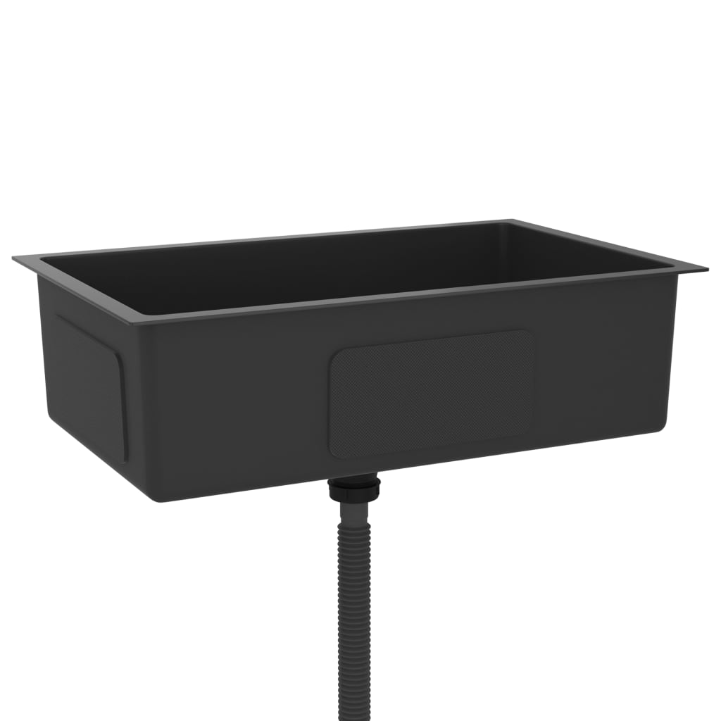 Lavello da cucina fatto a mano lavabo per bagno interno casa 70 x 40 cm acciaio inossidabile nero 02_0002468