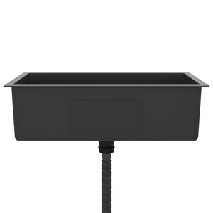 Lavello da cucina fatto a mano lavabo per bagno interno casa 70 x 40 cm acciaio inossidabile nero 02_0002468