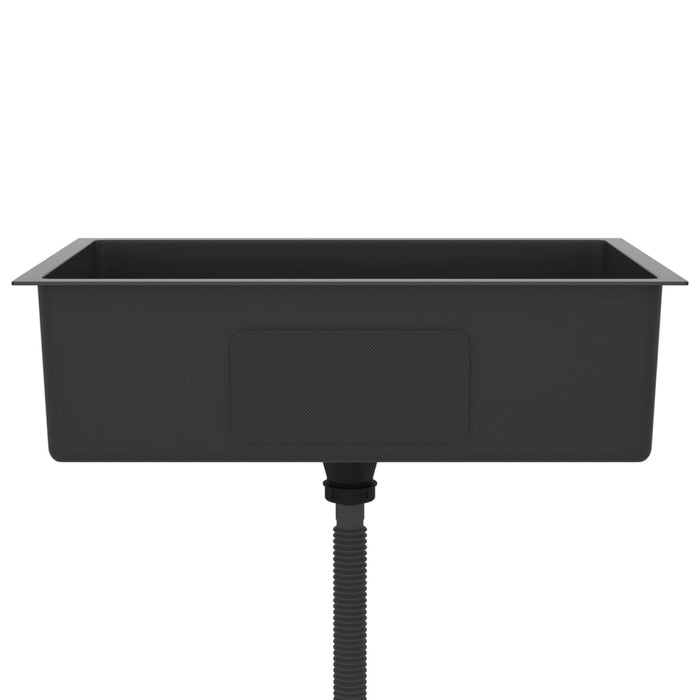 Lavello da cucina fatto a mano lavabo per bagno interno casa 70 x 40 cm acciaio inossidabile nero 02_0002468