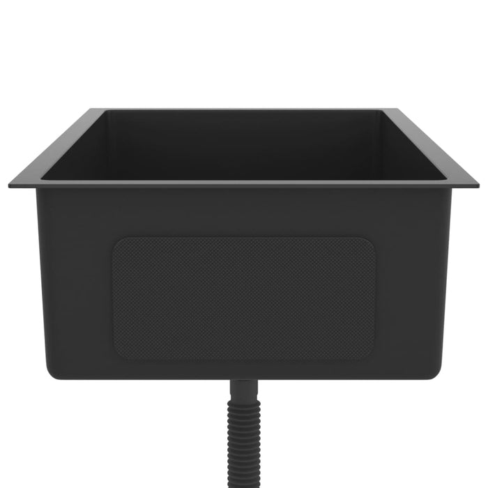 Lavello da cucina fatto a mano lavabo per bagno interno casa 70 x 40 cm acciaio inossidabile nero 02_0002468