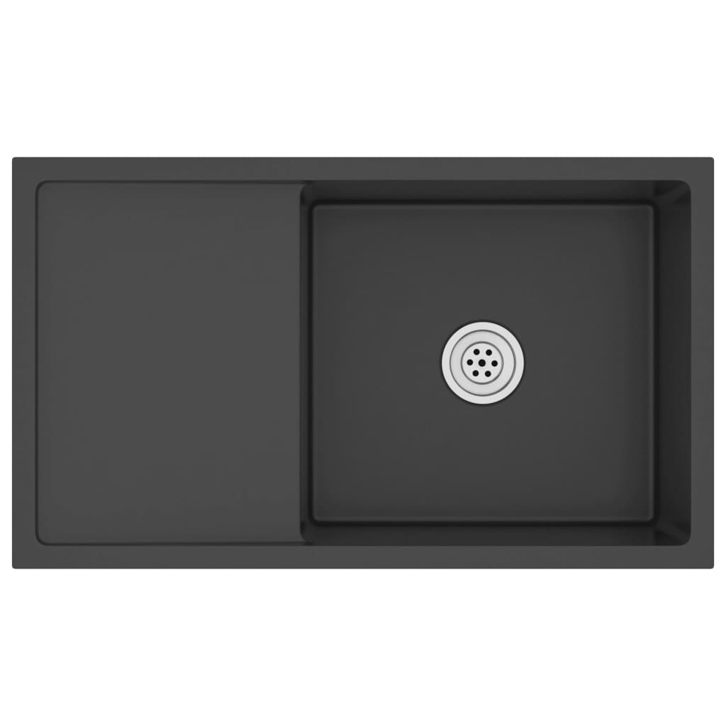 Lavello da cucina fatto a mano lavabo interno installazione cucina 75 x 44 cm acciaio inox nero 02_0002470