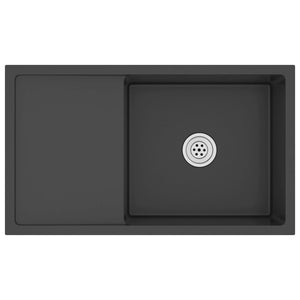 Lavello da cucina fatto a mano lavabo interno installazione cucina 75 x 44 cm acciaio inox nero 02_0002470