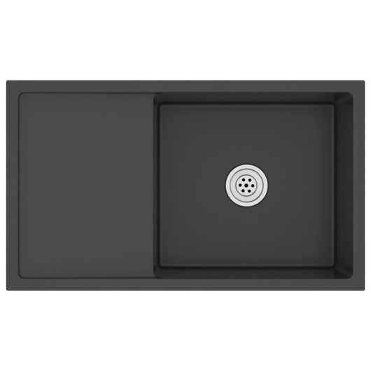 Lavello da cucina fatto a mano lavabo interno installazione cucina 75 x 44 cm acciaio inox nero 02_0002470