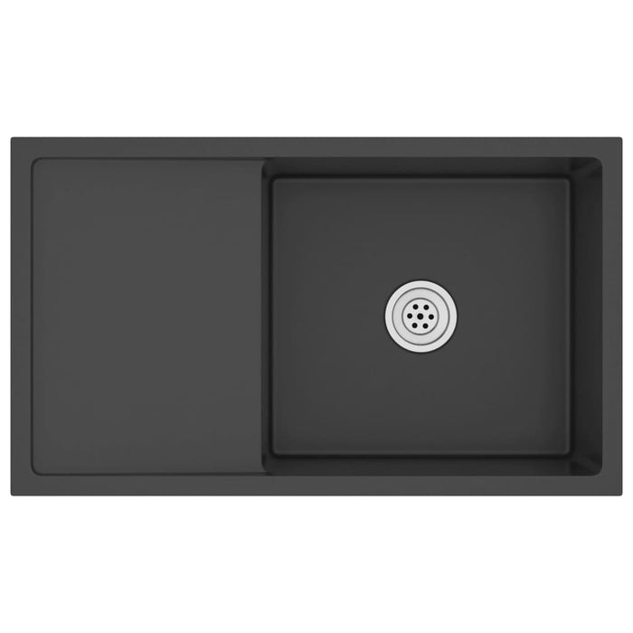 Lavello da cucina fatto a mano lavabo interno installazione cucina 75 x 44 cm acciaio inox nero 02_0002470