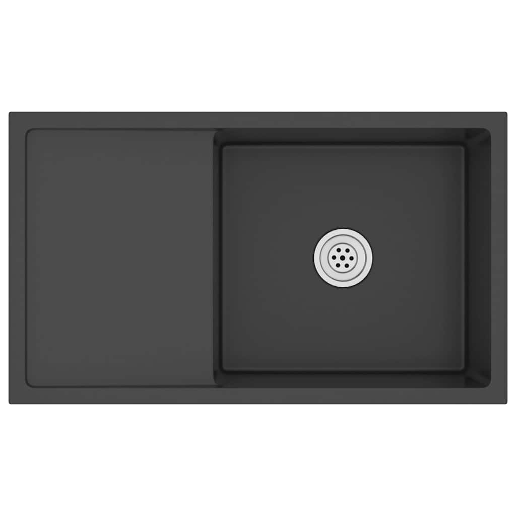 Lavello da Cucina Lavorato a Mano-Lavandino-Lavabo Nero Acciaio Inox 646241