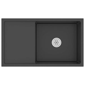 Lavello da Cucina Lavorato a Mano-Lavandino-Lavabo Nero Acciaio Inox 646241